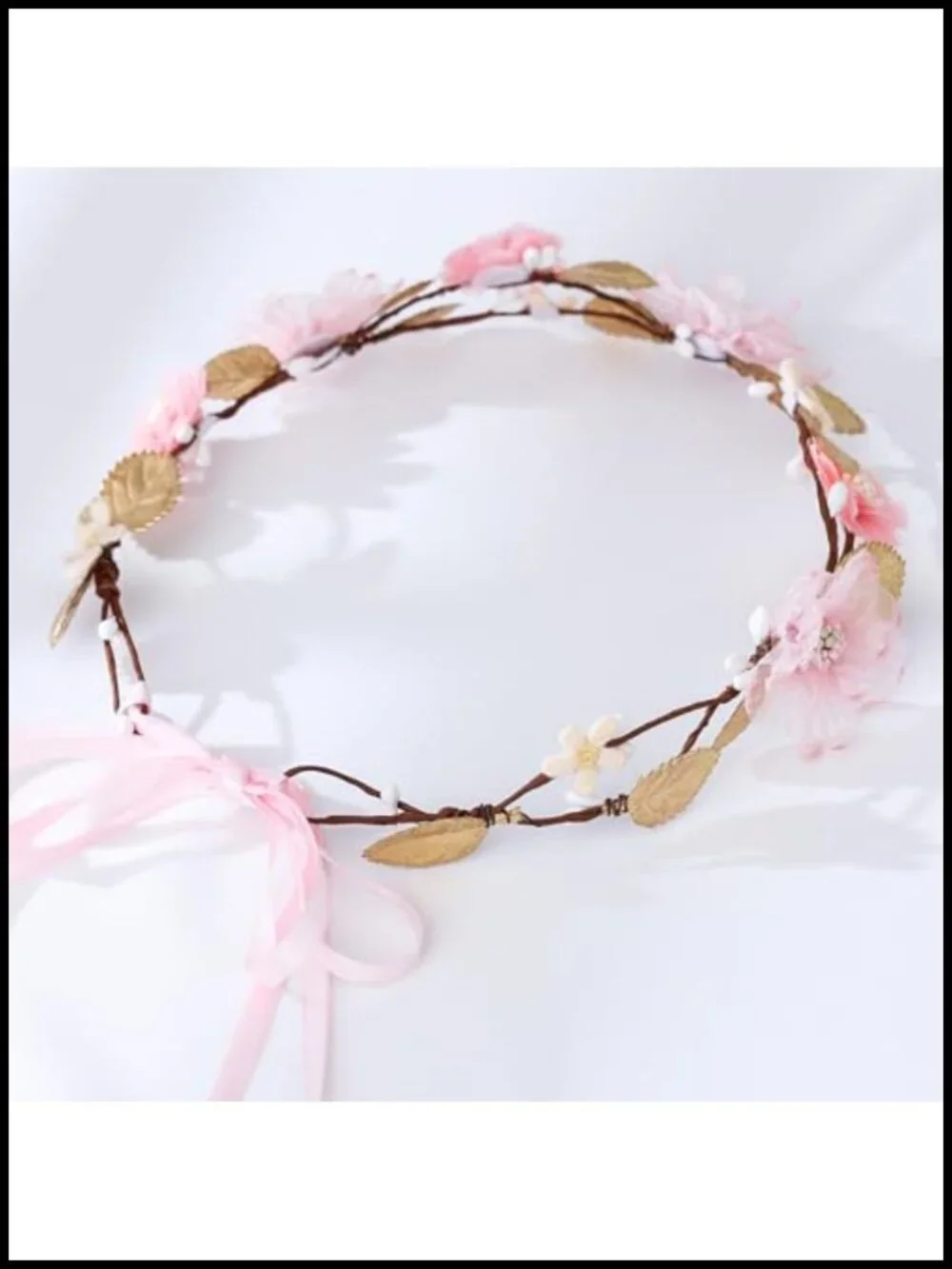 Fairy Flower Crown Headband Floral Headpiece Adjustable Ribbon